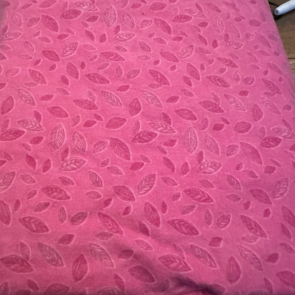 Pink Flannel Fabric Leaf Print 2.5 Yards 90x42 Soft Cotton Material Crafting